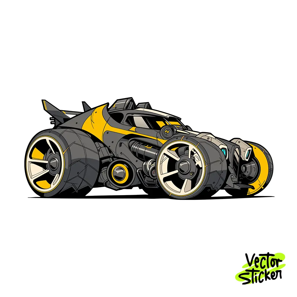 Futuristic Armored Car Illustration – Cyberpunk Style | VectorSticker Free PNG Download