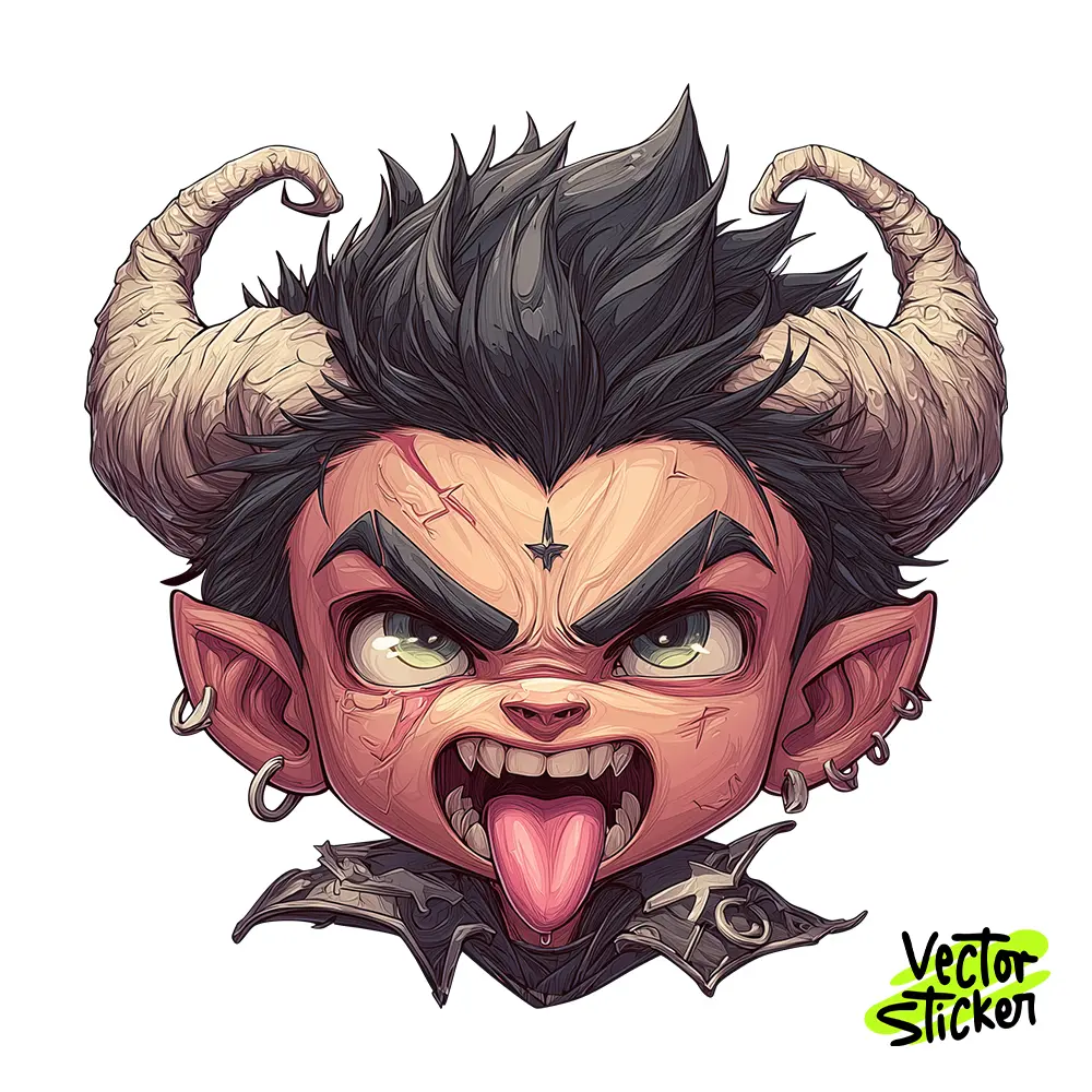 Playful Demon Boy Illustration – Cartoon Style | VectorSticker Free PNG Download