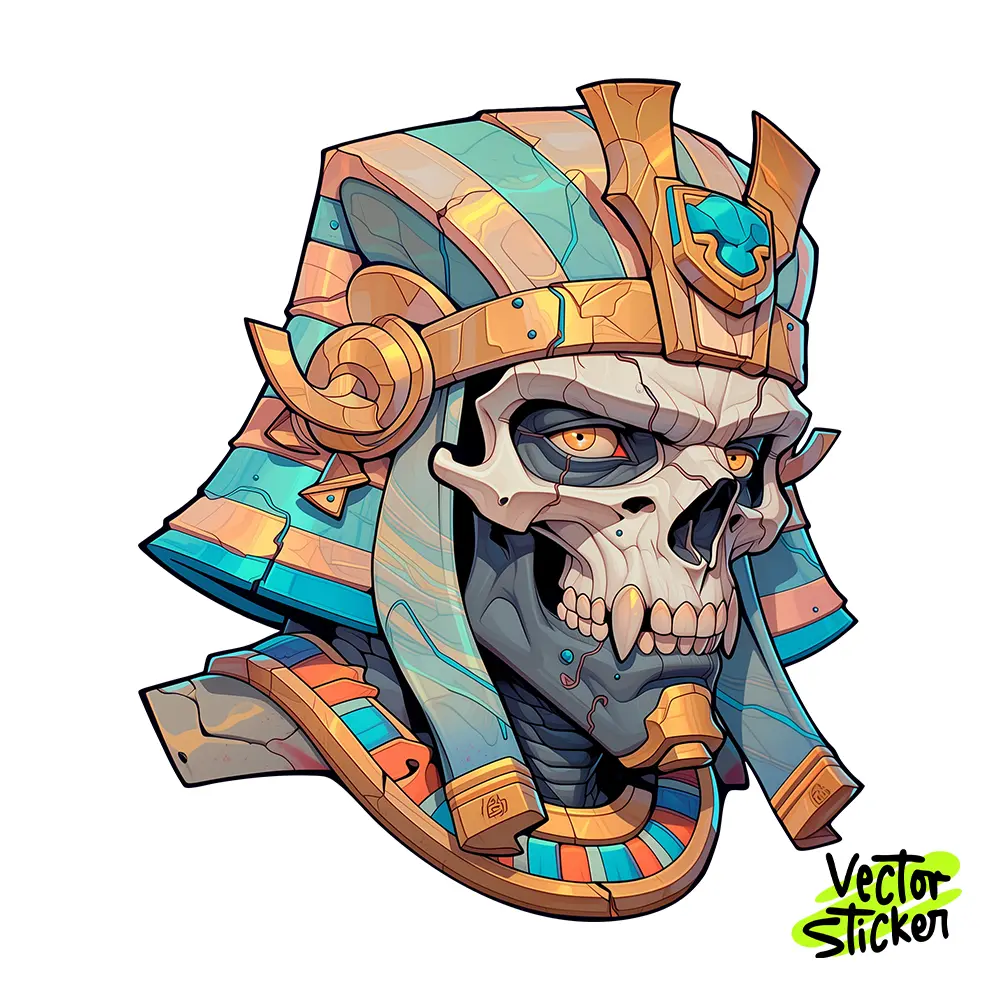 Ancient Egyptian Pharaoh Mummy Skull Illustration – Cartoon Style | VectorSticker Free PNG