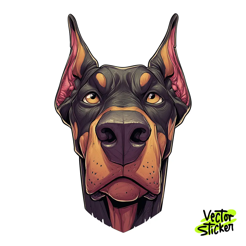 Cute Doberman Dog Illustration – Cartoon Style | VectorSticker Free PNG Download