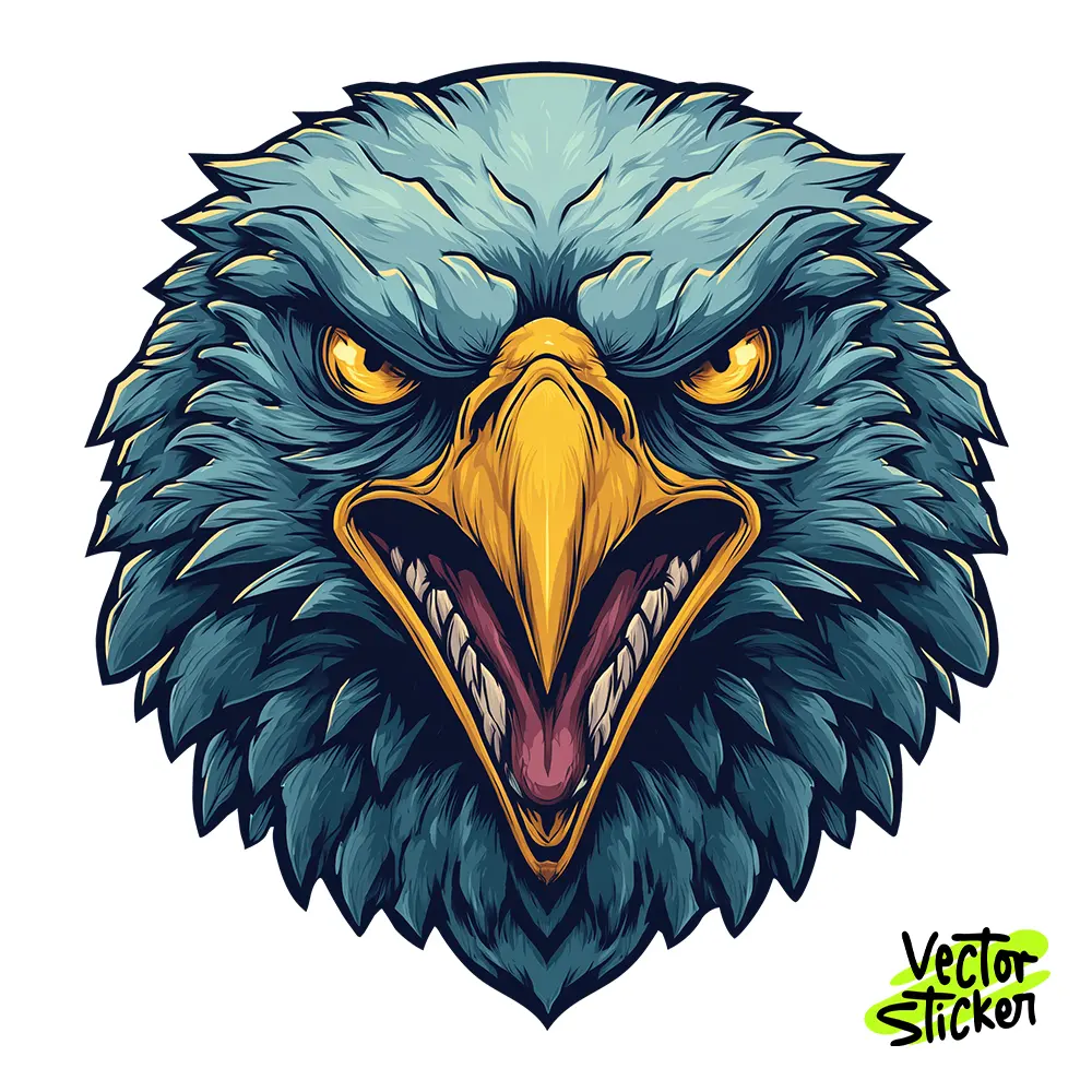 Fierce Eagle Head Illustration – Mascot Style | VectorSticker Free PNG Download