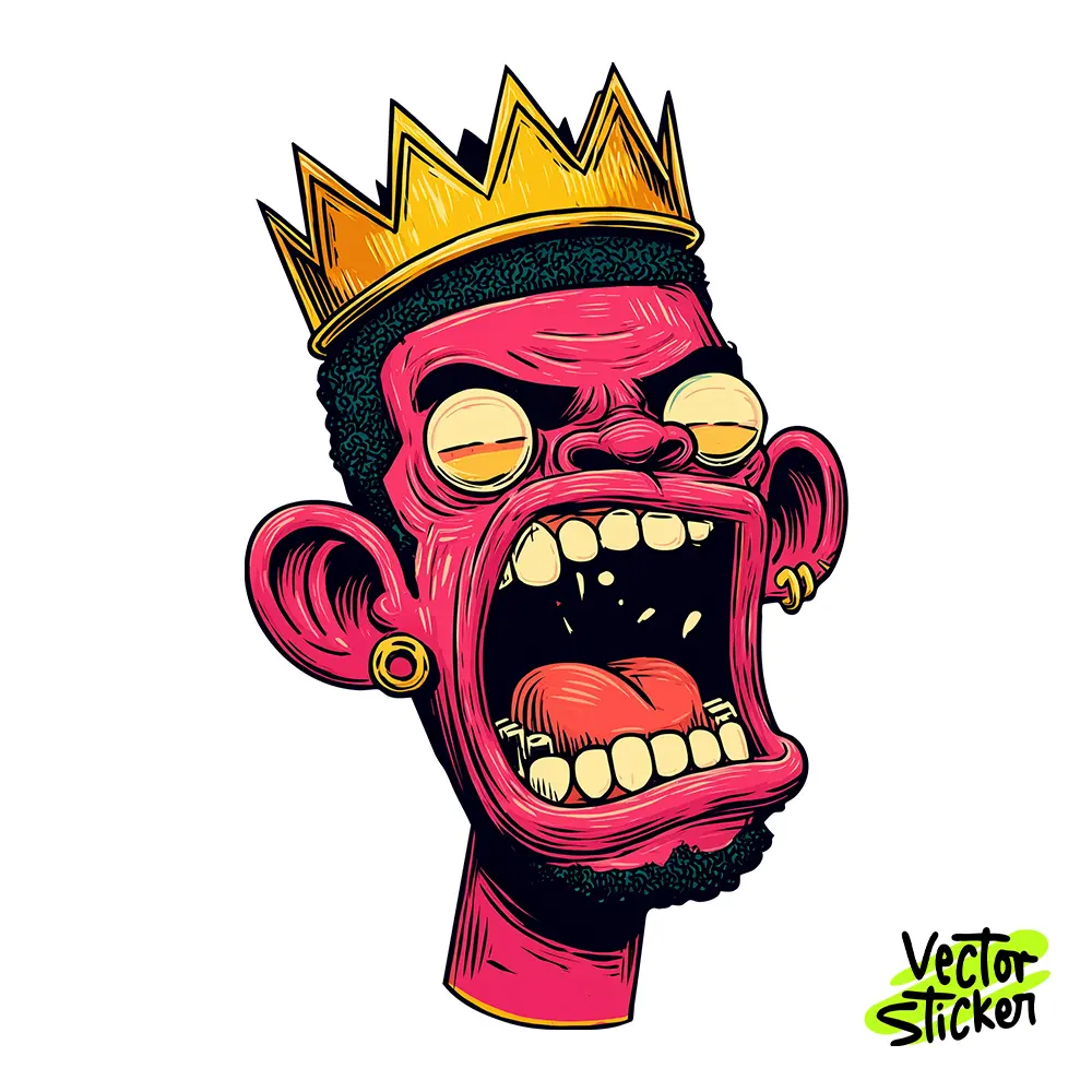 Bold Pink King Illustration – Streetwear Style | VectorSticker Free PNG Download