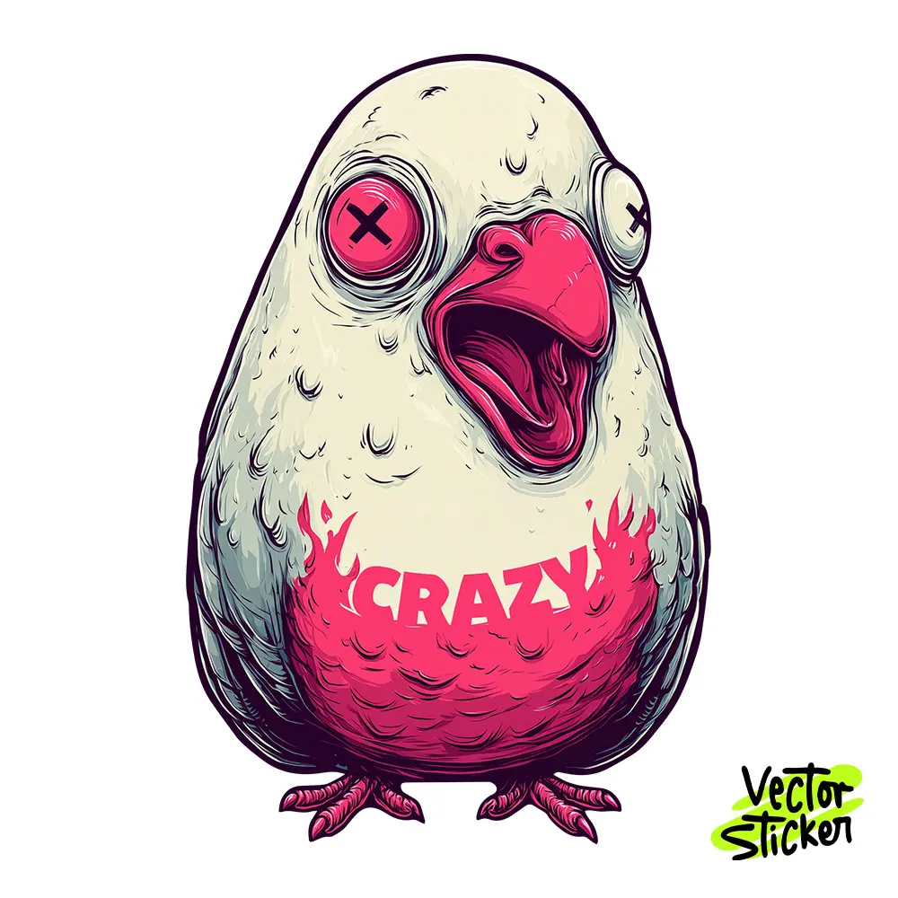 Crazy Pigeon Illustration – Cartoon Style | VectorSticker Free PNG Download