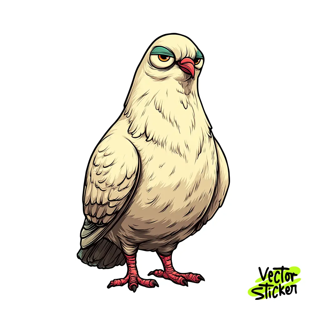 Funny Pigeon Illustration – Cartoon Style | VectorSticker Free PNG Download