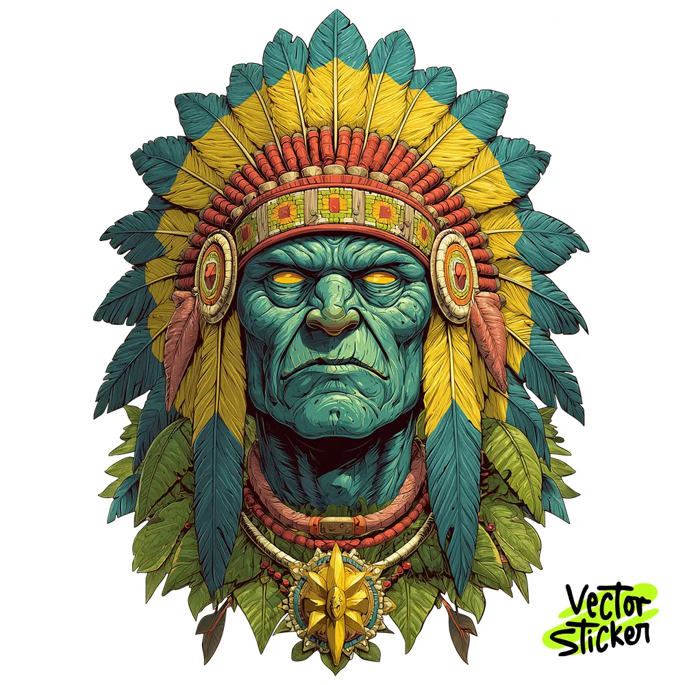 Native American Warrior Illustration – Cultural Style | VectorSticker Free PNG Download