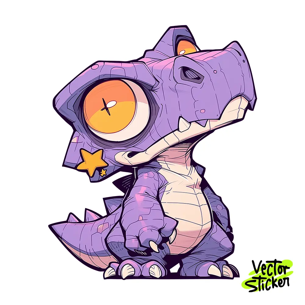 Cute Purple Dinosaur Illustration – Cartoon Style | VectorSticker Free PNG Download