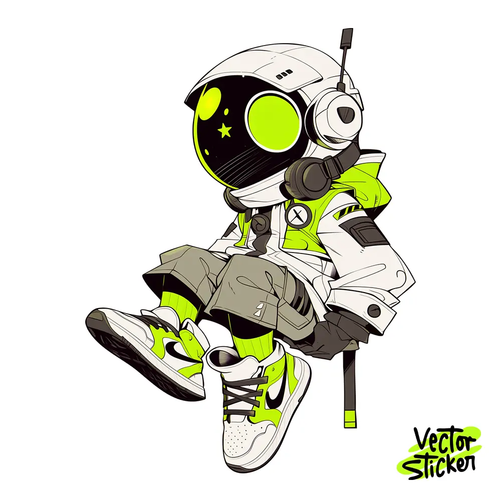 Cool Green Astronaut Illustration – Streetwear Style | VectorSticker Free PNG Download