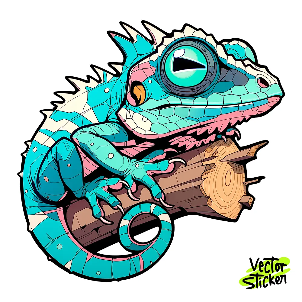 Cute Blue Lizard Illustration – Cartoon Style | VectorSticker Free PNG Download