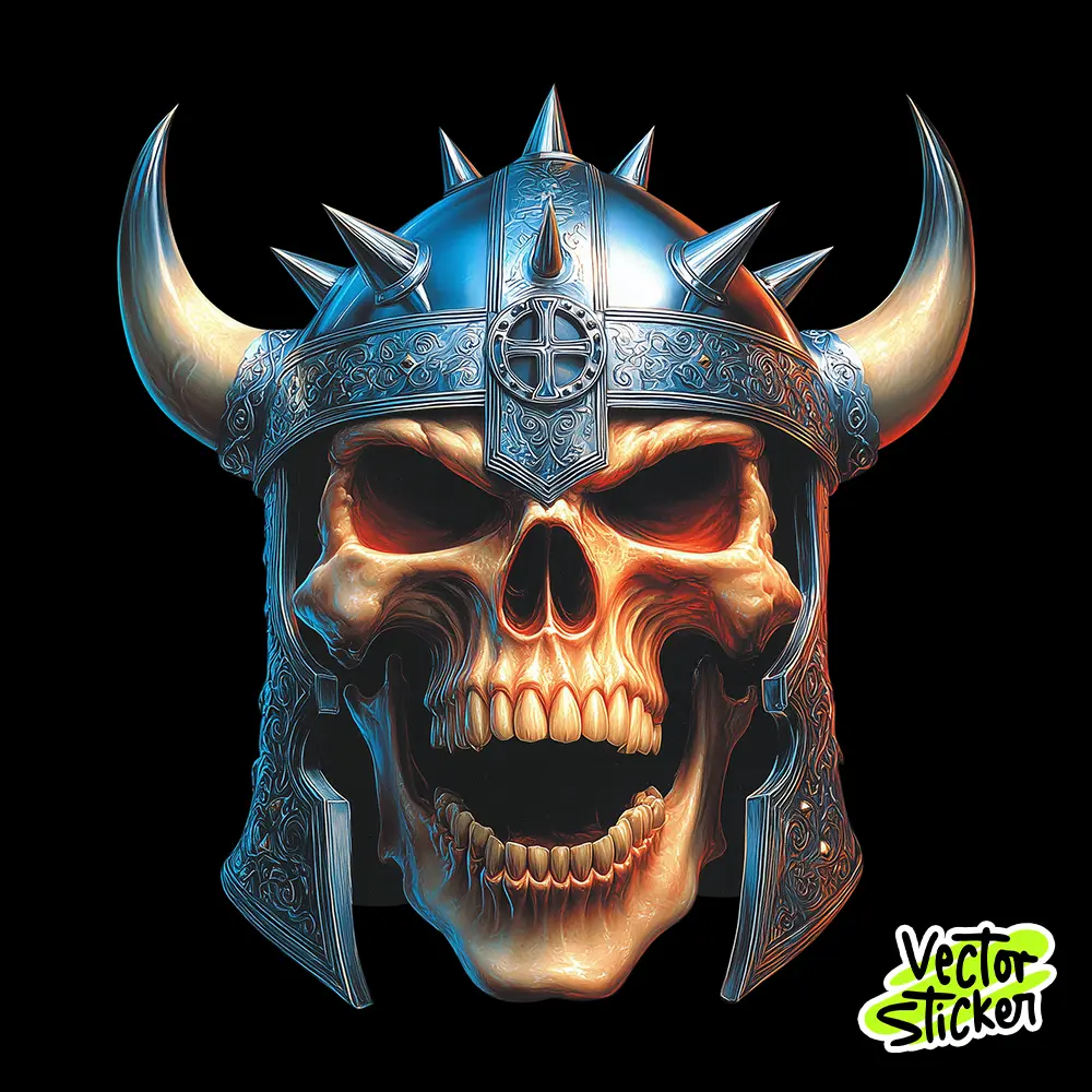 Fierce Viking Skull Illustration – Dark Fantasy Style | VectorSticker Free PNG Download