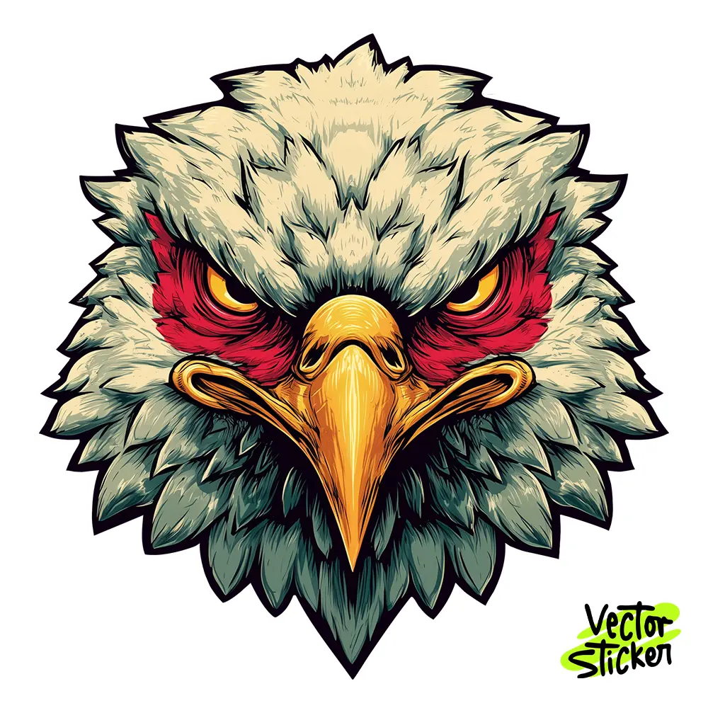 Intense Eagle Head Illustration – Mascot Style | VectorSticker Free PNG Download