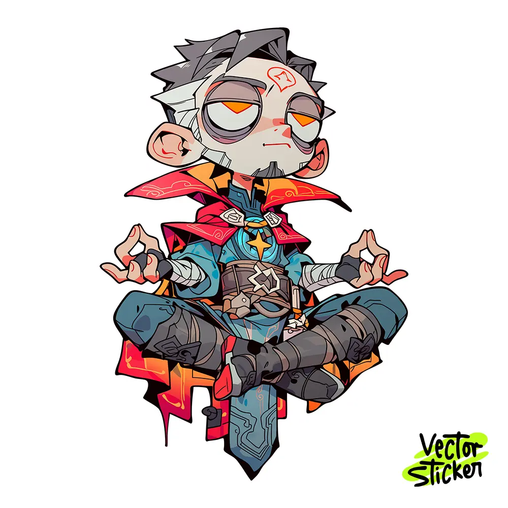 Chibi Mystic Sorcerer Illustration – Cartoon Style | VectorSticker Free PNG Download