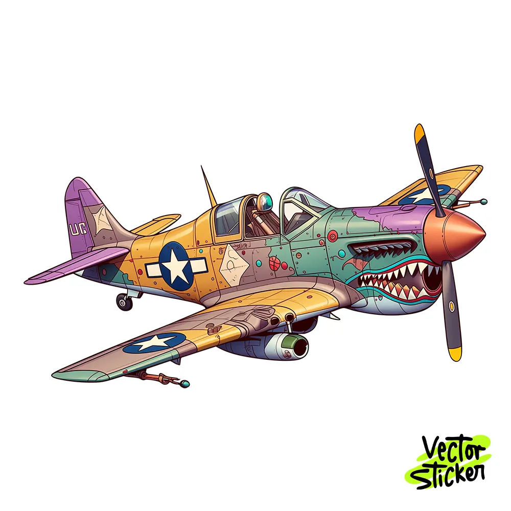 WW2 Fighter Plane Sticker Design| VectorSticker Free PNG Download
