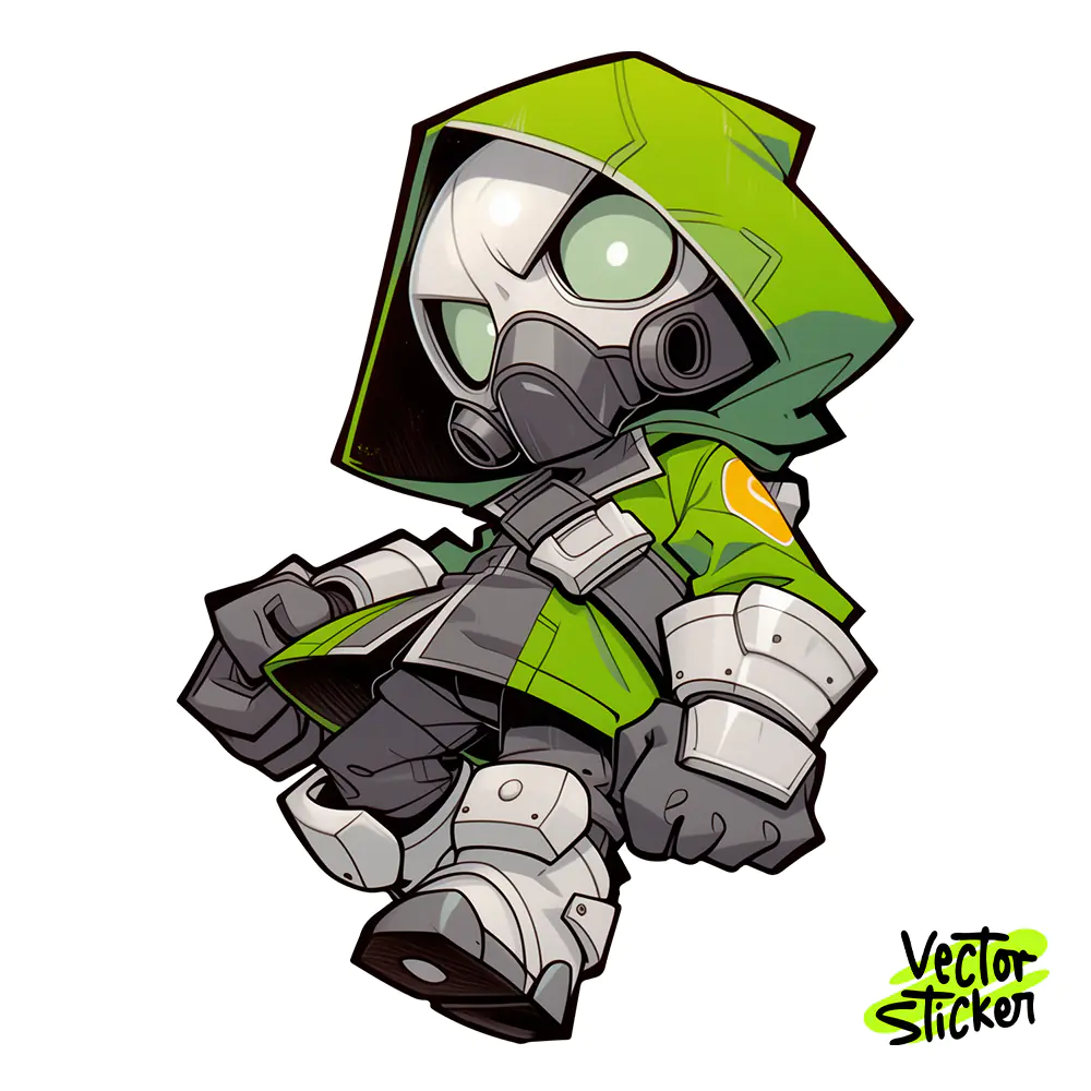 Armored Masked Villain Sticker Design – Chibi Style | VectorSticker Free PNG Download