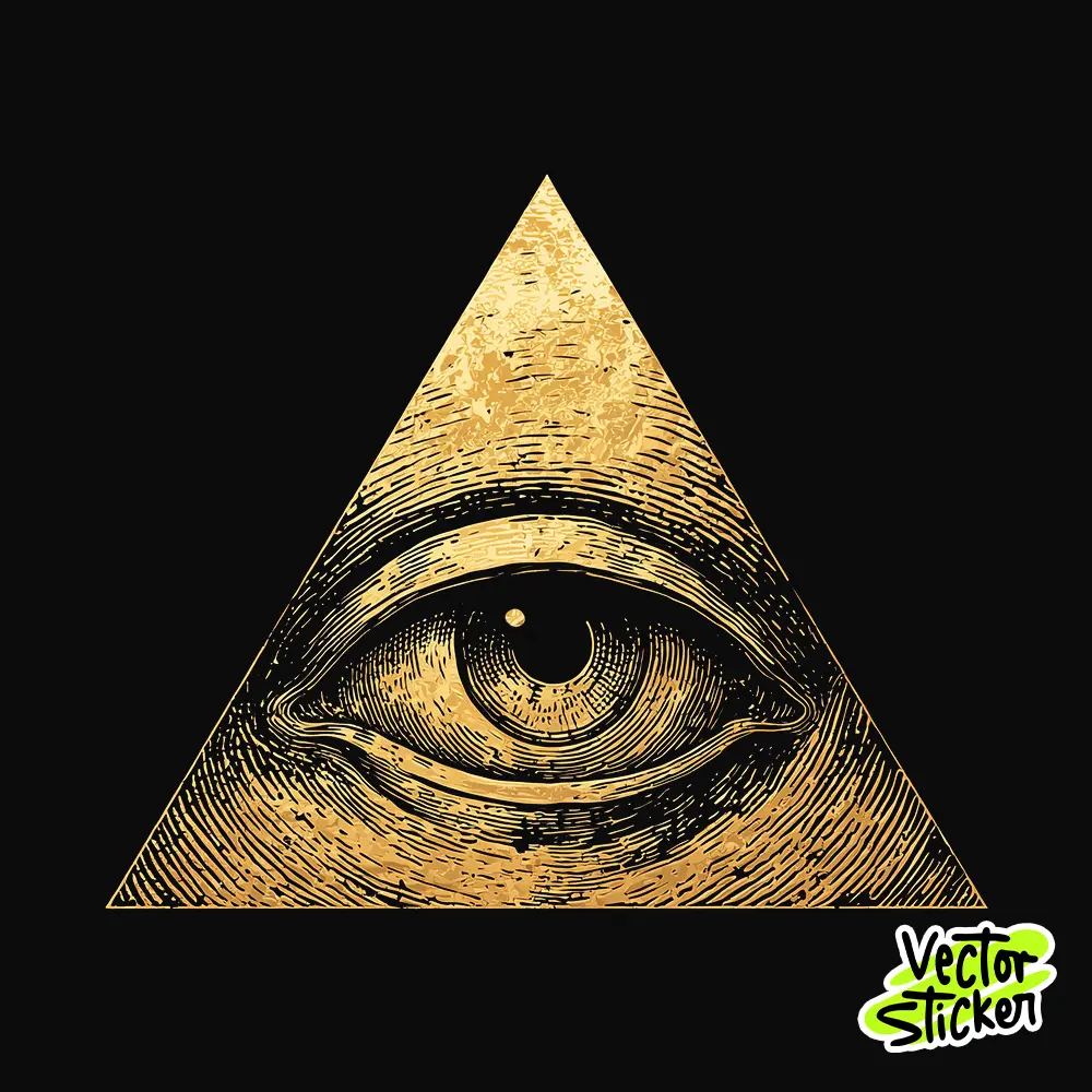 Gold Foil All Seeing Eye Pyramid Engraving Vector Sticker – VectorSticker Free PNG