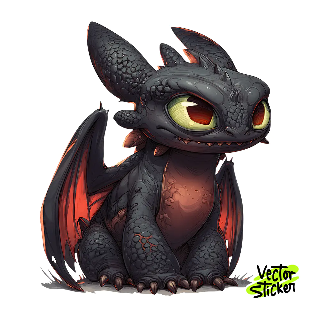 Chibi Toothless Dragon Sticker Design – Cute Side View | VectorSticker Free PNG Download