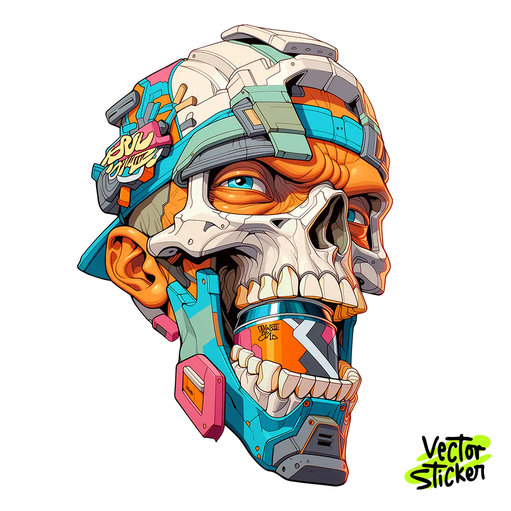 Graffiti Spray Can Skull Sticker Design – Streetwear Vibe | VectorSticker Free PNG Download
