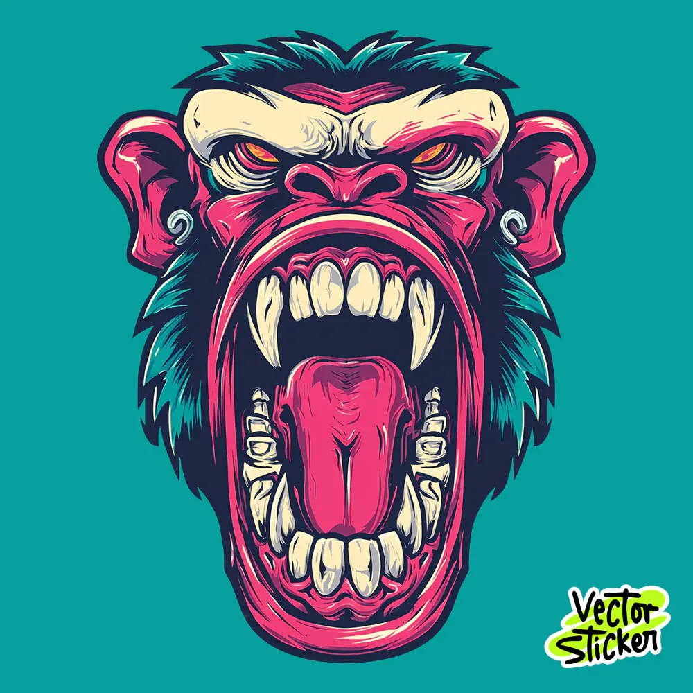 Screaming Monkey Tshirt Design – Skateboarding Culture | VectorSticker Free PNG Download