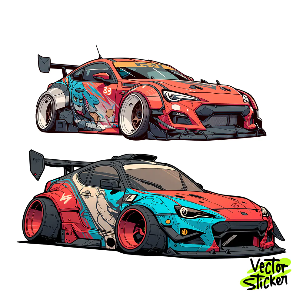 Racing Car Sticker Design – Streetwear Vibe | VectorSticker Free PNG Download