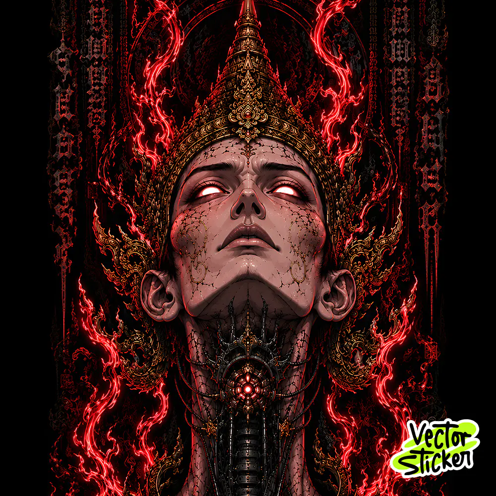 Cyber Burmese Traditional Mobile Wallpaper – Cyberpunk | VectorSticker Free PNG Download