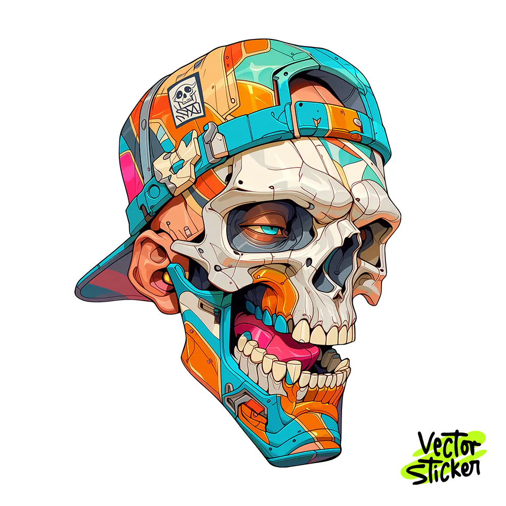 Aggressive Graffiti Skull Sticker Design – Grunge Vibe | VectorSticker Free PNG Download