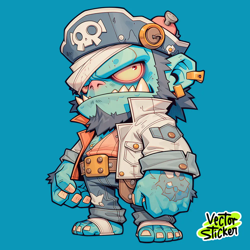 Streetwear Blue Pirate Character Sticker Design | VectorSticker Free PNG Download