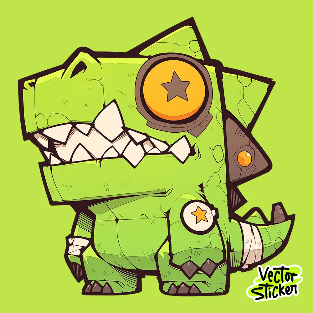 Blocky T-Rex Monster Sticker Design – Geometric Dino | VectorSticker Free PNG Download