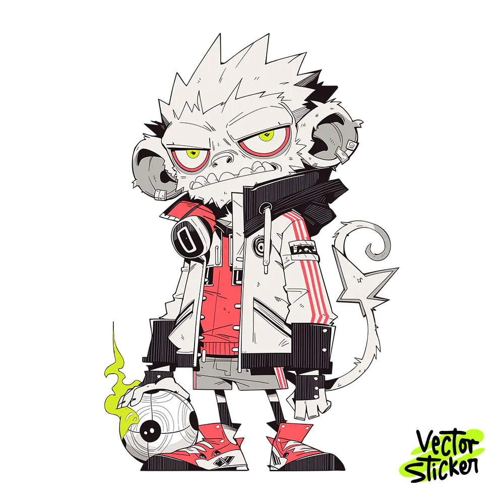 Streetwear Monkey Boy Sticker Design – Animecore Vibe | VectorSticker Free PNG Download