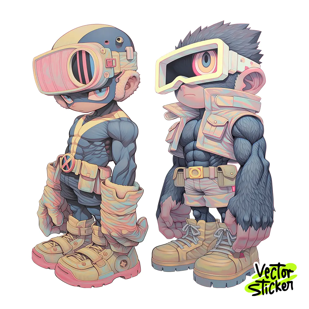 Cyclops Mutant Hero Duo Sticker Design – Streetwear Vibe | VectorSticker Free PNG Download