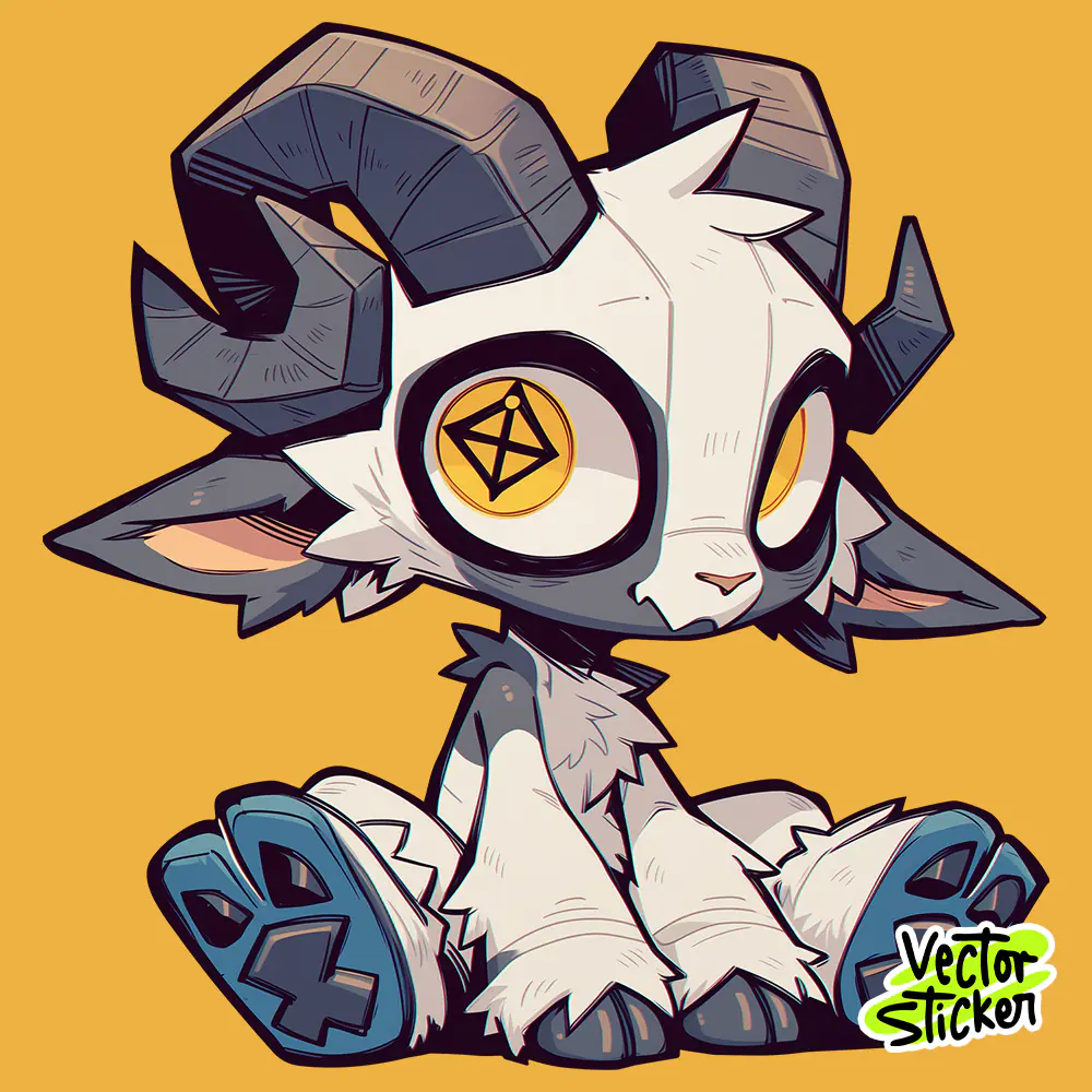 Gothic Satanic Goat Doll Sticker Design – Dark Fantasy | VectorSticker Free PNG Download