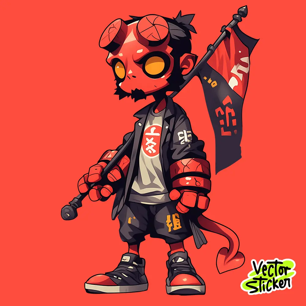 Hell Boy - Japanese Cartoon Style in Red and Black