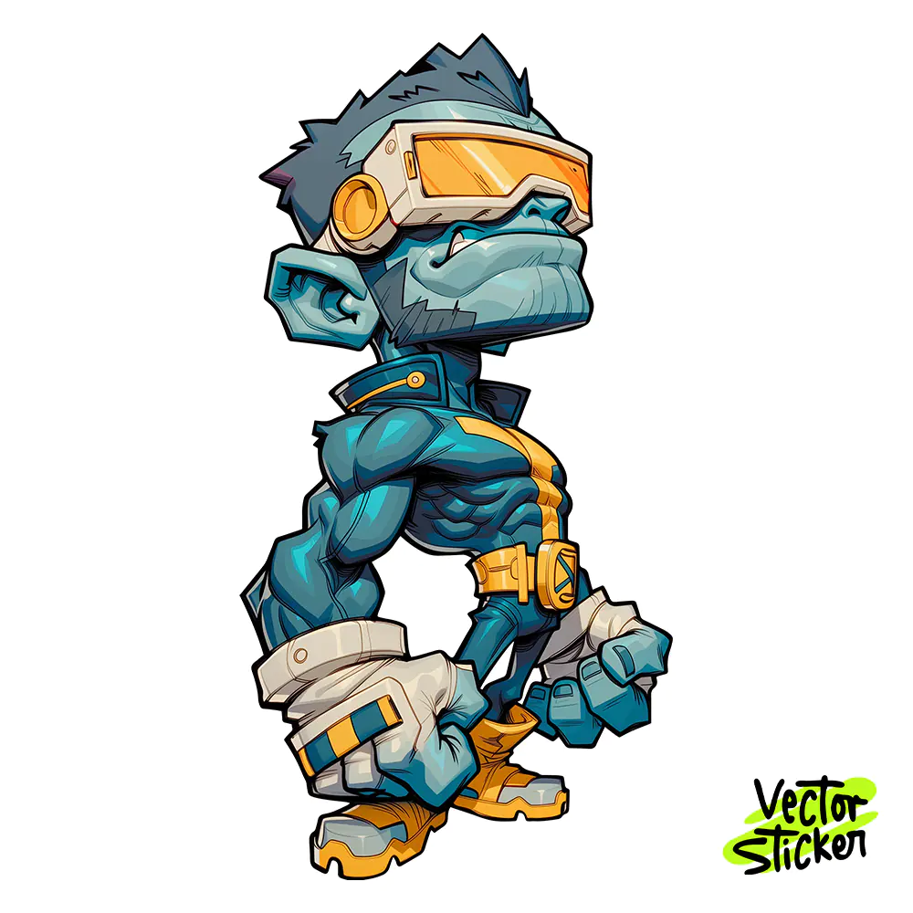 Blue Mutant Hero Sticker Design, Cyclops – Animecore Vibe | VectorSticker Free PNG Download