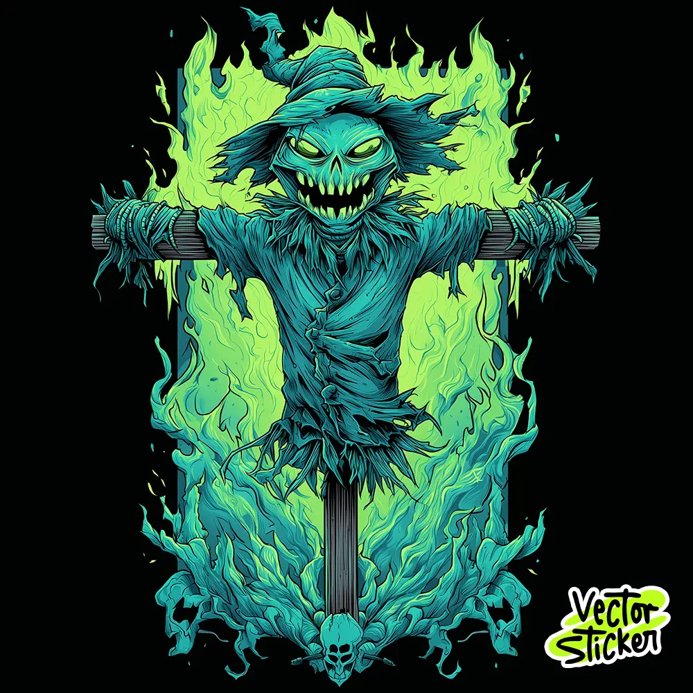 Halloween Evil Scarecrow Sticker Design