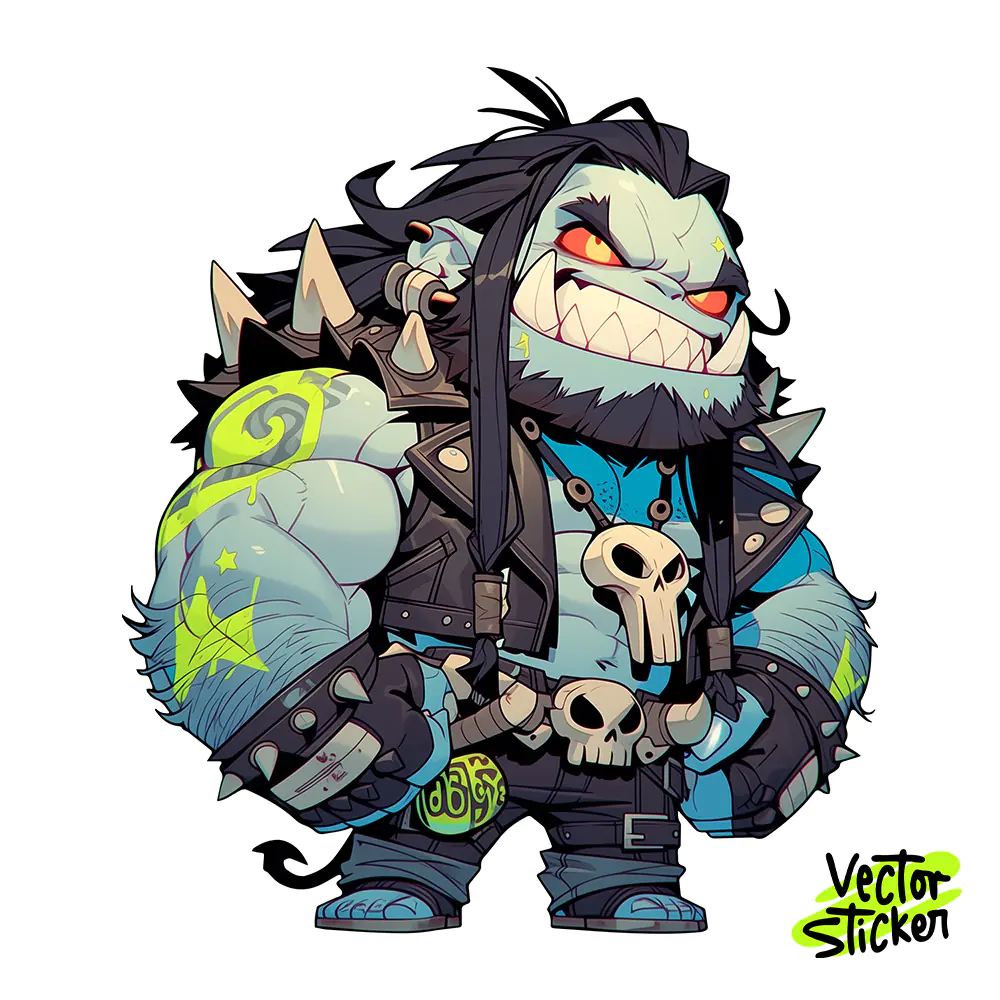 Lobo Sticker Design – Chibi cyberpunk Style | VectorSticker Free PNG Download