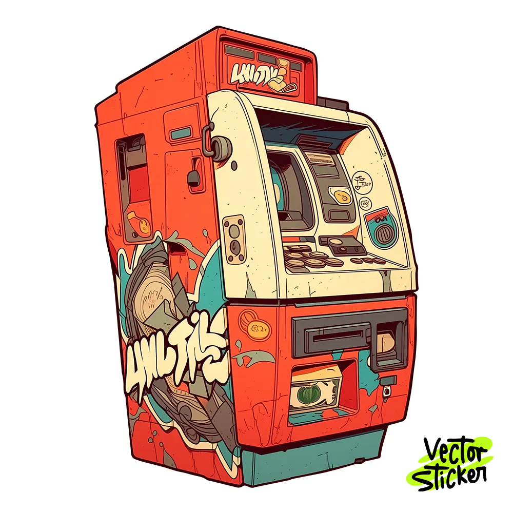 Graffiti ATM Banking Terminal Sticker Design | VectorSticker Free PNG Download