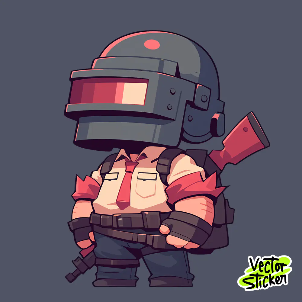 PUBG Game Character Sticker Design – Chibi Gamer Vibe | VectorSticker Free PNG Download