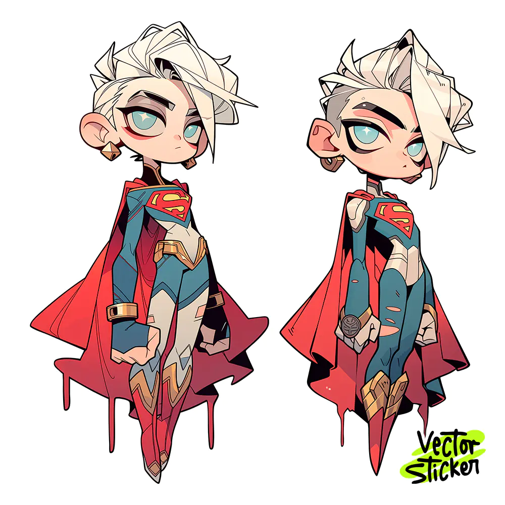 Futuristic Heroine Twins Sticker Design – Streetwear Style | VectorSticker Free PNG Download
