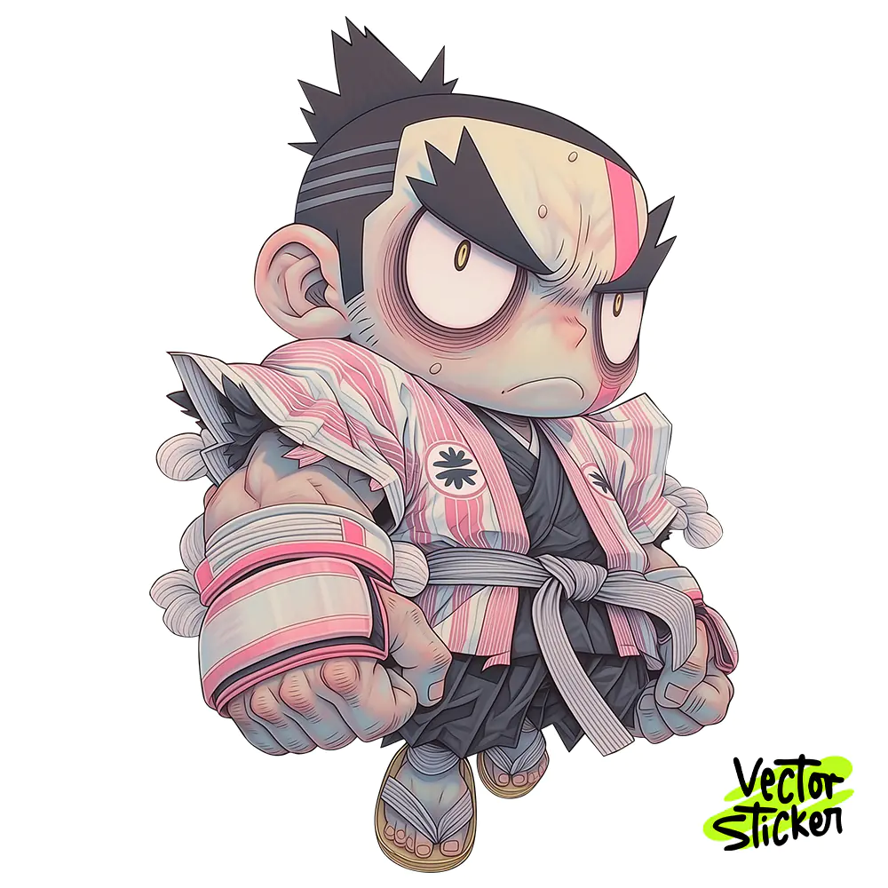 Chibi Sumo Wrestler Sticker Design – Animecore Vibe | VectorSticker Free PNG Download