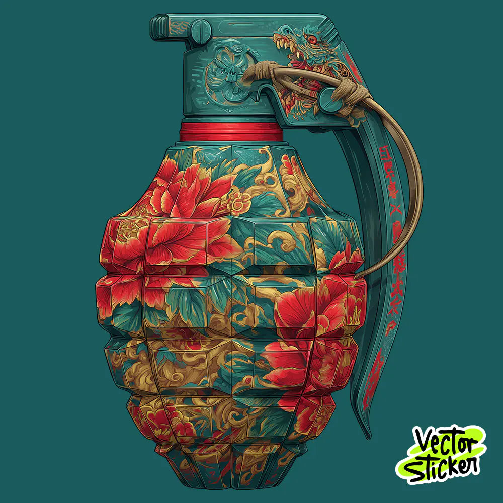 Ornate Filigree Grenade Vintage Tshirt Design | VectorSticker Free PNG Download