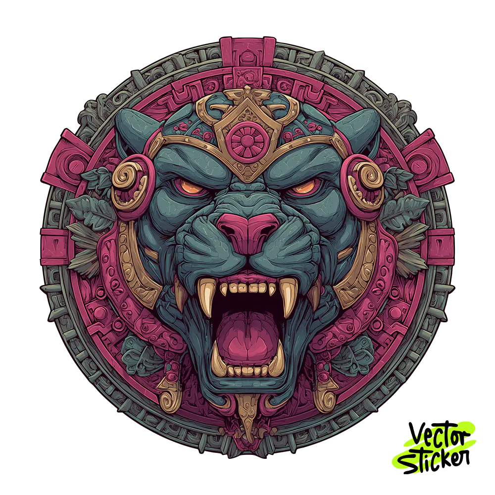 Mayan Jaguar Warrior Tshirt Design – Aztec Mascot | VectorSticker Free PNG Download