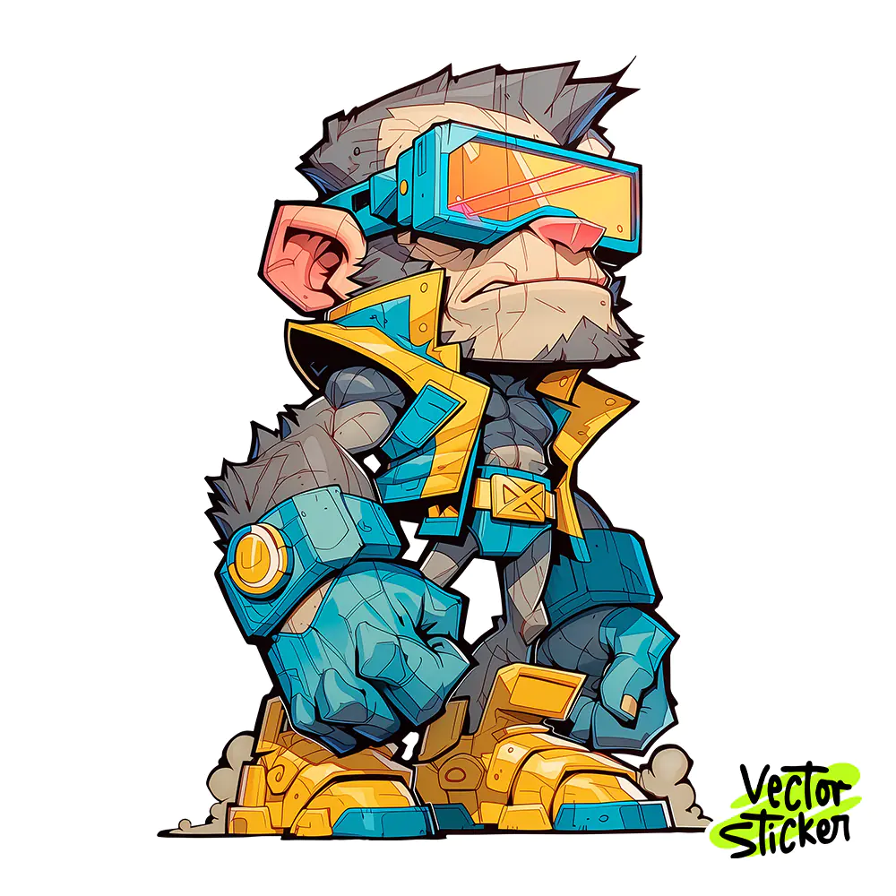 Cyber Cyclops Mutant Character Sticker Design – Grunge Vibe | VectorSticker Free PNG Download