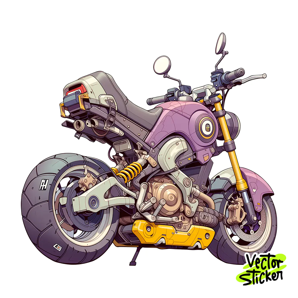 Futuristic Motorbike Sticker Design – Techwear Vibe | VectorSticker Free PNG Download
