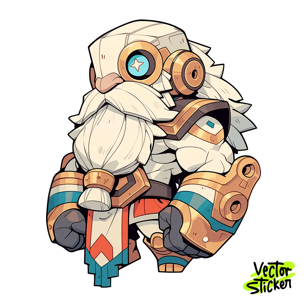 Fantasy Dwarf Warrior Sticker Design – Chibi Gaming Style | VectorSticker Free PNG Download