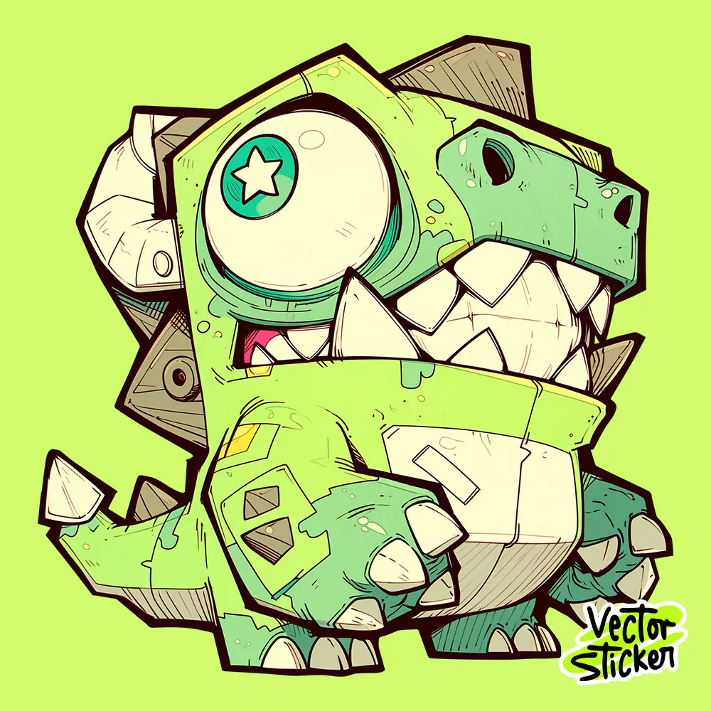 Funny Fat Dinosaur Comic Sticker | VectorSticker Free PNG Download