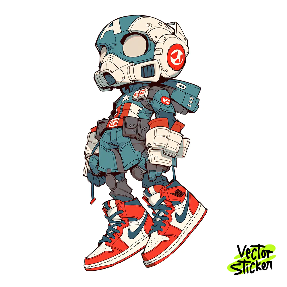 Futuristic Captain America Sticker Design – Techwear Vibe | VectorSticker Free PNG Download