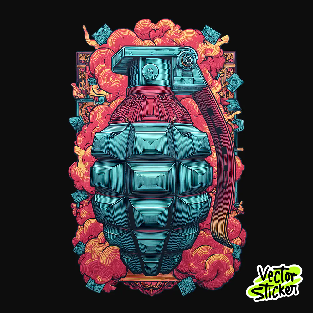 Tactical Grenade Tshirt Design – Streetwear Pop Art | VectorSticker Free PNG Download