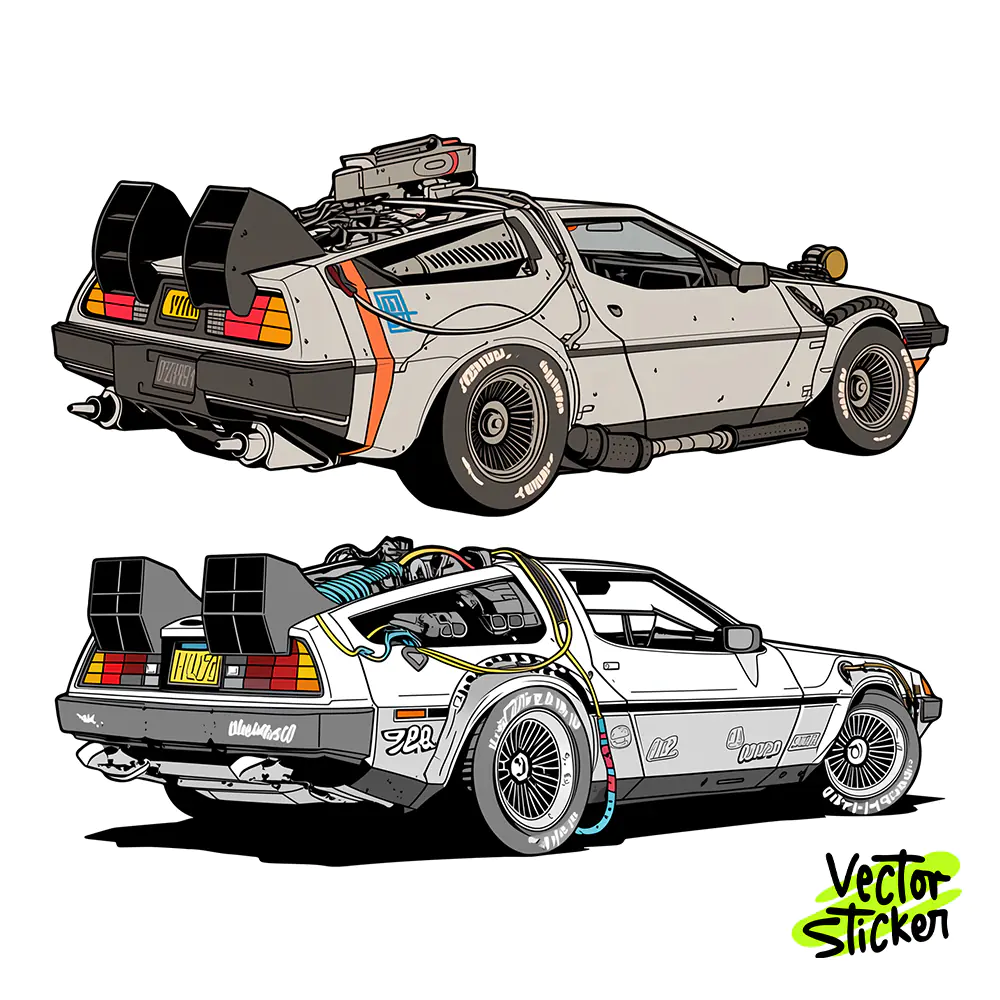 Futuristic Time Car Sticker Design – Cyberpunk Vibe | VectorSticker Free PNG Download