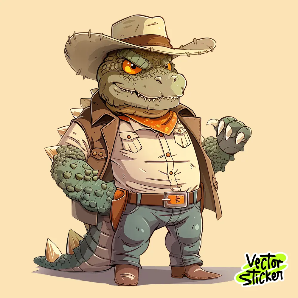 Cowboy Style Crocodile - Cartoon Character