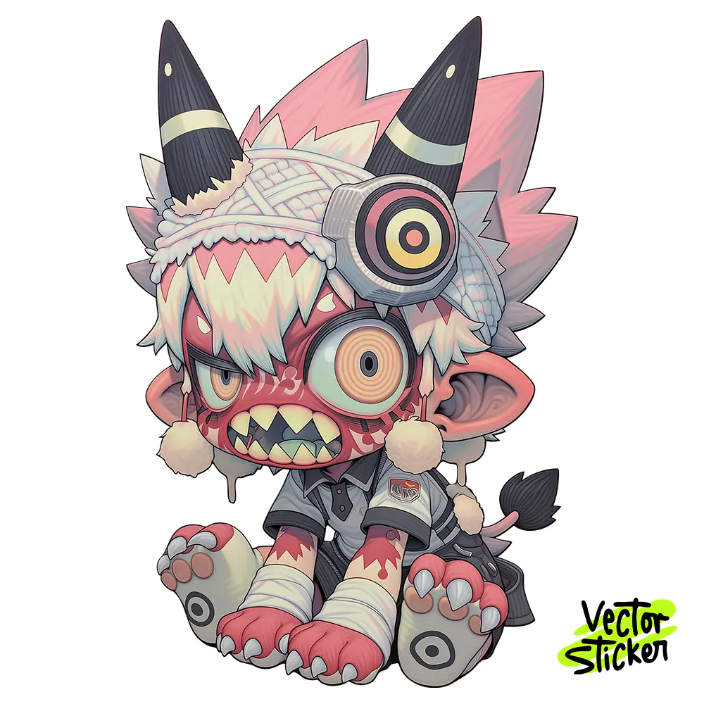 Fuzzy Monster Sticker Design – Cute Animecore Chibi | VectorSticker Free PNG Download