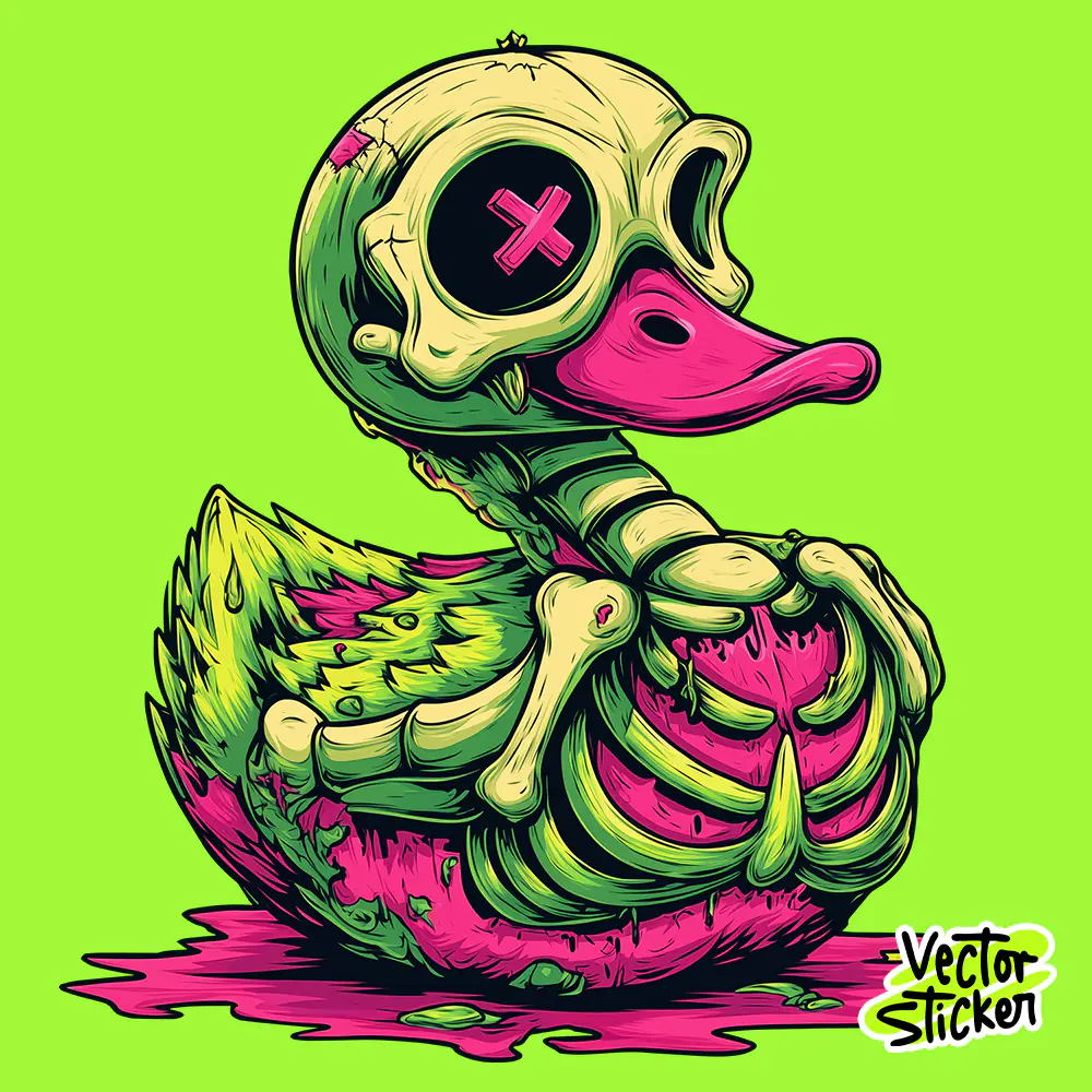 Zombie Rubber Duck Sticker Design – Horror Cartoon | VectorSticker Free PNG Download