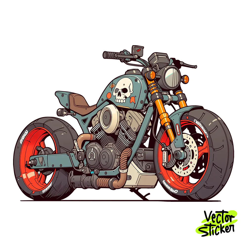 Cyberpunk Motorbike Sticker Design – Streetwear Vibe | VectorSticker Free PNG Download